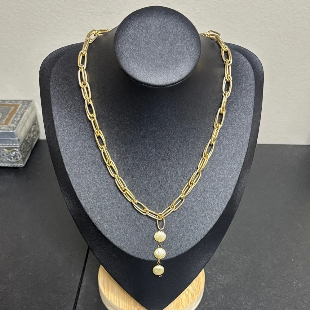 937 Lavalliere Elegant Gold Chain Necklace with Pearl Accents